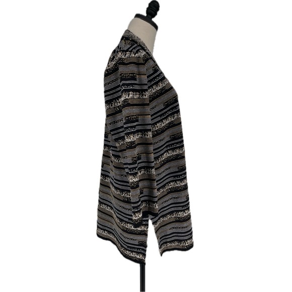 NWT Misook Women's Black Gold Silver Metallic Geometric Long Knit Cardigan XL - Picture 10 of 12